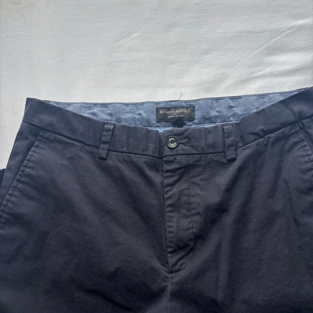 Banana Republic Aiden Slim Fit Chino Pants Mens 34x34 Blue Flat Front Trousers